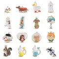 Set of 16 cute enamel animal charms including dogs and ducks for DIY jewelry making - Assorted Animal Styles (Assorted Styles)
