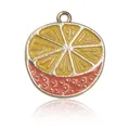 Enamel lemon and strawberry fruit alloy charm with gold finish for DIY jewelry - Orange Style