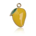 Sweet yellow mango fruit charm pendant with gold plating and green leaf detail - Mango Style