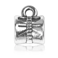 Vintage silver alloy bail bead with engraved texture for DIY jewelry making - Scroll Pattern Style (ST-01)