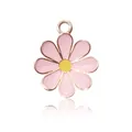 Pink and yellow daisy alloy pendant with rose gold plating for DIY jewelry - Sakura Pink