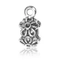 Antique silver flower bail charm with double-layered daisy design for DIY jewelry - Double Layer Daisy Style (ST-05)