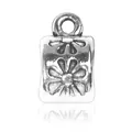 Antique silver rectangle pendant with embossed floral pattern for DIY jewelry - Relief Floral Style (ST-06)