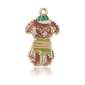 Charmant pendentif chien Teddy en émail avec pull rayé vert pour bijoux DIY créatifs - Style Chien au Chapeau Vert