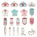 Healthcare medical theme alloy charms set with nurse hat and stethoscope for DIY jewelry - Medical Equipment Enamel Charm Assortment