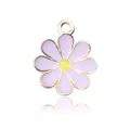 Lavender purple daisy flower alloy pendant with gold plating and yellow center - Light Purple