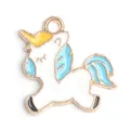 Pendentif licorne en émail blanc et bleu pour la fabrication de bijoux DIY et artisanat - Pendentif licorne bleu en émail (18*17 mm) / 1 Pièce / Bleu