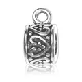 Antique silver bail charm with embossed heart pattern for DIY jewelry making - Heart Dot Style (ST-08)