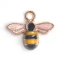 Rose gold bee charm with black and yellow enamel wings for DIY necklaces and bracelets - Pink Wing Bee Pendant