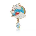 Pendentif chien en émail avec motif poupée météo et breloque dorée en goutte - Style de Poupée Ensoleillée
