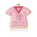 Pink enamel nurse uniform alloy pendant charm with gold trim for DIY jewelry making - Pink Medical Nurse Uniform Enamel Charm