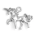 Pendentif licorne en alliage d'argent rétro avec texture gaufrée pour bijoux DIY - Pendentif licorne en argent simple (20,5*16 mm) / 1 Pièce / Argent antique