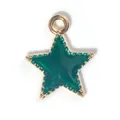 Star shaped gold alloy pendant with deep green enamel finish for DIY jewelry making - Star Pendant / 1 Piece/Pack (1.6x1.3cm) / Green