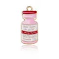 Colgante de frasco de medicina en esmalte rojo y rosa con metal dorado para joyas - Dije de Esmalte de Frasco Médico Rosa