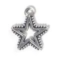 Star shaped alloy pendant in vintage silver finish with beaded edges for DIY jewelry - Star Pendant / 1 Piece/Pack (1.75x1.5cm) / Silver