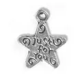 Vintage silver star alloy charm with 'Just for You' engraving for DIY jewelry making - Double-Sided Letter Star Pendant (Just for You) / 1 Piece/Pack (1.5x1.2cm) / Silver