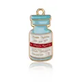 Colgante de frasco de medicina de aleación dorada y esmalte para collares y pulseras DIY - Dije de Esmalte de Frasco Médico Azul