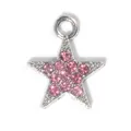 Silver pentagram star pendant with pink rhinestones for DIY jewelry making - Zircon Star Pendant / 1 Piece/Pack (1.55x1.25cm) / Pink Rhinestone
