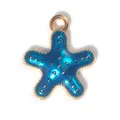 Elegant blue enamel starfish alloy pendant charm for DIY bracelet and necklace making - Starfish Pendant / 1 Piece/Pack (1.6x1.35cm) / Blue