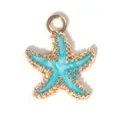 Golden starfish alloy pendant with glittery sky blue enamel for DIY jewelry making - Starfish Pendant / 1 Piece/Pack (1.8x1.5cm) / Light Blue