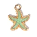 Ocean style starfish pendant charm with green resin inlay and golden alloy frame - Starfish Pendant / 1 Piece/Pack (1.8x1.5cm) / Green