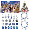 Blue Christmas advent calendar with 24-day countdown jewelry box and DIY bracelet charms - Flip Vertical Blue Christmas Style (M-25)
