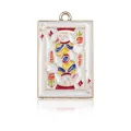 Pendentif carte valet avec motif de lapin coloré en émail et finition dorée - Pendentif Valet de Carte