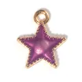 Star-shaped purple enamel charm with gold beaded edges for DIY jewelry making - Star Pendant / 1 Piece/Pack (1.5x1.3cm) / Purple