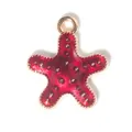 Red starfish alloy pendant charm with gold trim for DIY bracelet and necklace jewelry - Starfish Pendant / 1 Piece/Pack (1.6x1.4cm) / Red