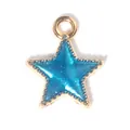 Blue star charm with gold plating and fine glitter details for DIY jewelry making - Star Pendant / 1 Piece/Pack (1.5x1.3cm) / Blue