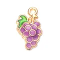 Golden grape pendant charm with purple enamel and green leaf for DIY jewelry making - Purple Grape / 1 Piece/Pack (1.7x1cm)