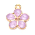 Charming purple glitter flower charm pendant with gold base for DIY jewelry making - Purple Sakura / 1 Pieces/Pack (1.6x1.4cm)
