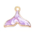 Purple marble fish tail charm with gold alloy frame for DIY jewelry making and pendants - Purple Fish Tail / 1 Pieces/Pack (1.7x1.5cm)