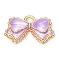 Pendentif nœud violet scintillant avec bordure perlée dorée pour création de bijoux DIY - Nœud Violet