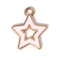 Star-shaped alloy charm with light pink enamel inlay and rose gold frame finish - Hollow Star Pendant / 1 Piece/Pack (1.7x1.4cm) / Pink