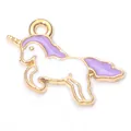 Pendentif licorne violette en émail et alliage doré pour création de bijoux DIY - Licorne Violette