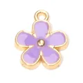 Pendentif fleur violette à cinq pétales en alliage avec finition dorée et émail - Fleur Violette
