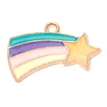 Charm étoile filante doré avec émail multicolore pour création de bijoux artisanaux - Météore Violet