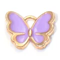 Joli pendentif papillon en émail lilas clair avec bordure dorée pour la création de bijoux - Papillon Violet