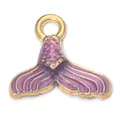 Pendentif queue de sirène en émail violet avec finition dorée pour bijoux faits maison - Queue de poisson Violet Foncé
