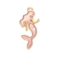 Pendentif sirène rose pailleté avec bordure dorée pour création de bijoux DIY - Sirène Violette