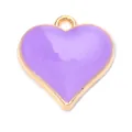Pendentif cœur en émail violet avec bordure dorée pour la fabrication de bijoux DIY - Cœur Violet