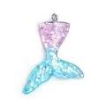 Blue and purple gradient mermaid tail pendant with sparkles and silver metal ring loop - Resin Gradient Purple Fish Tail