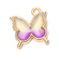 Pendentif papillon violet dégradé avec cadre doré pour création de bijoux DIY et artisanat - Papillon Dégradé Violet