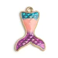 Mermaid tail charm with blue pink purple gradient enamel for DIY jewelry making - Enamel Gradient Color Fish Tail