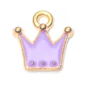 Pendentif couronne en émail violet avec bordure dorée pour bijoux DIY - Petite Couronne Violette