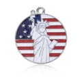 Round USA flag enamel pendant with Statue of Liberty charm for DIY jewelry making - Statue Of Liberty US Flag Round Style - Silver