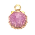 Pendentif coquillage violet scintillant avec bords dorés pour bijoux DIY - Coquillage à Paillettes Violet