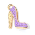 Pendentif chaussure à talon violet en alliage émaillé avec strass scintillants - Talons Hauts Mauves