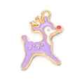 Pendentif renne violet mignon en alliage doré avec nez rouge pour création de bijoux - Cerf Violet
